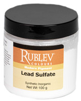 Rublev Colours Lead Sulfate dry pigment 100g jar label PW2 tetrabasic lead sulfate white pigment PbSO4·3PbO