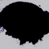 Top view of Prussian Blue pigment powder PB27 showing deep blue fine pigment texture close up