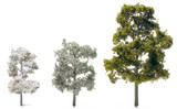 Etched Brass Deciduous Trees - H=12 mm, Pastel Blue-Green, Brown Trunk