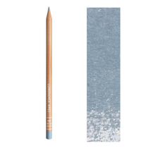 Caran d’Ache Luminance 6901 pencil shown next to its matching colour swatch and square sample - Steel Grey 6901.004