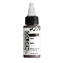 Golden High Flow Acrylics 30ml Sepia S2 bottle with ultra-fluid acrylic paint and front label visible