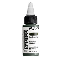 Golden High Flow Acrylics 30ml Sap Green Hue S4 bottle with ultra-fluid acrylic paint and front label visible