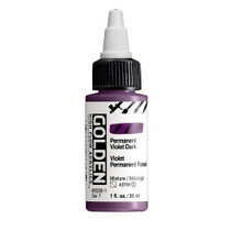 Golden High Flow Acrylics 30ml Permanent Violet Dark S7 bottle with ultra-fluid acrylic paint and front label visible
