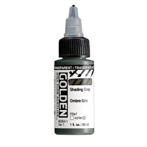 Golden High Flow Acrylics 30ml Transparent Shading Gray S1 bottle with ultra-fluid acrylic paint and front label visible