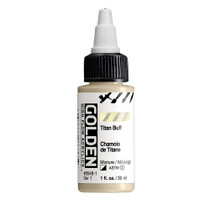 Golden High Flow Acrylics 30ml Titanium Buff S1 bottle with ultra-fluid acrylic paint and front label visible
