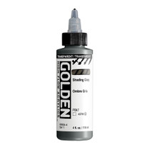 Golden High Flow Acrylics 118ml Transparent Shading Gray S1 bottle with ultra-fluid acrylic paint and front label visible
