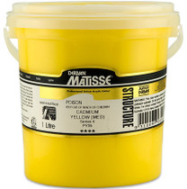 Large 1 litre bucket of Matisse Structure Acrylic Paint – heavy‑body artist acrylic packaging  Cadmium Yellow Medium S4