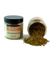 Rublev Luberon Raw Sienna Light pigment jar tipped with powder spill – PY43 natural iron oxide earth pigment 100g