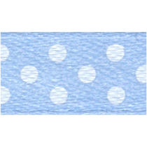 Polka-Dot Satin Ribbon 9.5mm x 1000mm - Light Blue with White Dots