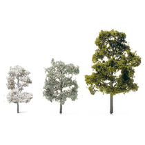 Etched Brass Deciduous Trees - H=50mm Natural Green, Brown Trunk