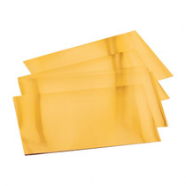 Gold coloured aluminium foil sheet 0.07 mm, size 185 × 295 mm—smooth double-sided metallic finish