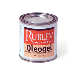 Rublev Colours Oleogel oil painting medium 8 fl oz (236 ml) solvent-free linseed oil gel medium tin front view