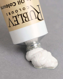 Rublev Artists Oil Paint Flemish White 150ml tube showing Series 5 white oil paint formulated with lead sulfate PW2