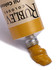 Close up of Rublev Blue Ridge Yellow Ochre oil paint squeezed from tube showing thick golden ochre colour and buttery consistency