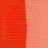 Minium Red Lead oil paint swatch on primed cotton canvas showing full mass tone and 1:1 tint mixed with titanium white