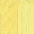 Rublev Colours Lead-Tin Yellow Type I swatch on primed canvas, semi-opaque lemon-yellow oil paint with medium tinting strength