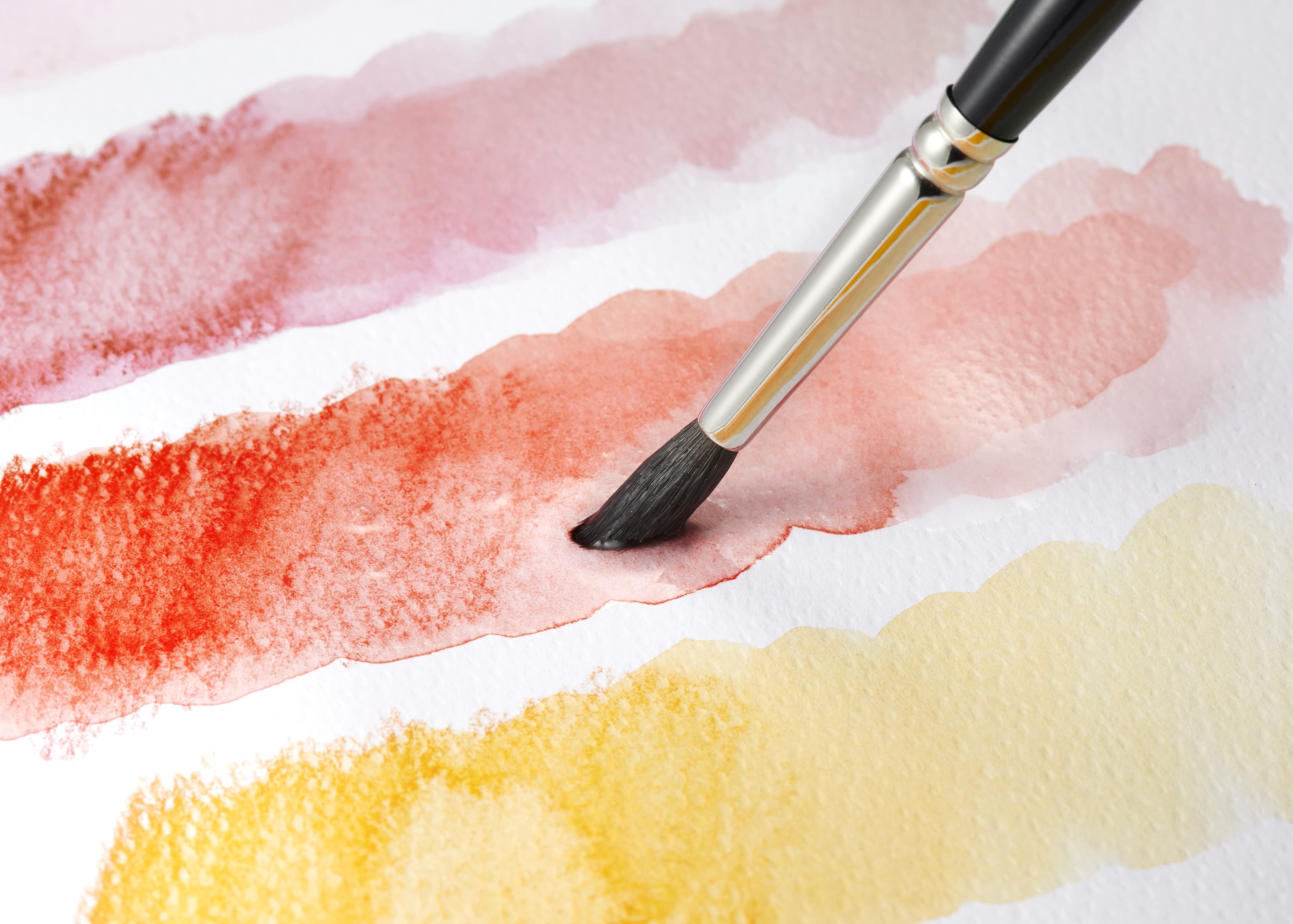 Wet brush activating Museum Aquarelle swatches—smooth, even watercolor washes from professional water-soluble pencils.
