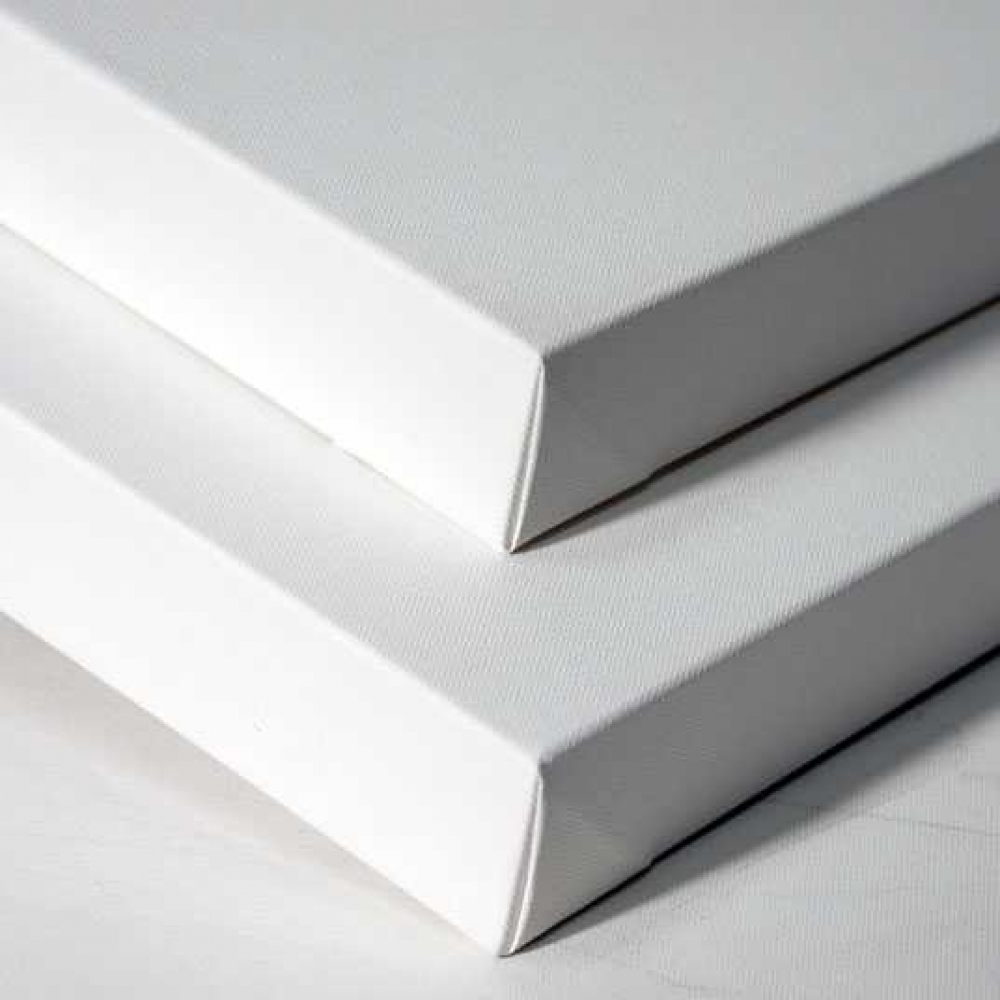 lose up of professionally finished custom stretched canvas corners made with Baltic pine stretcher bars