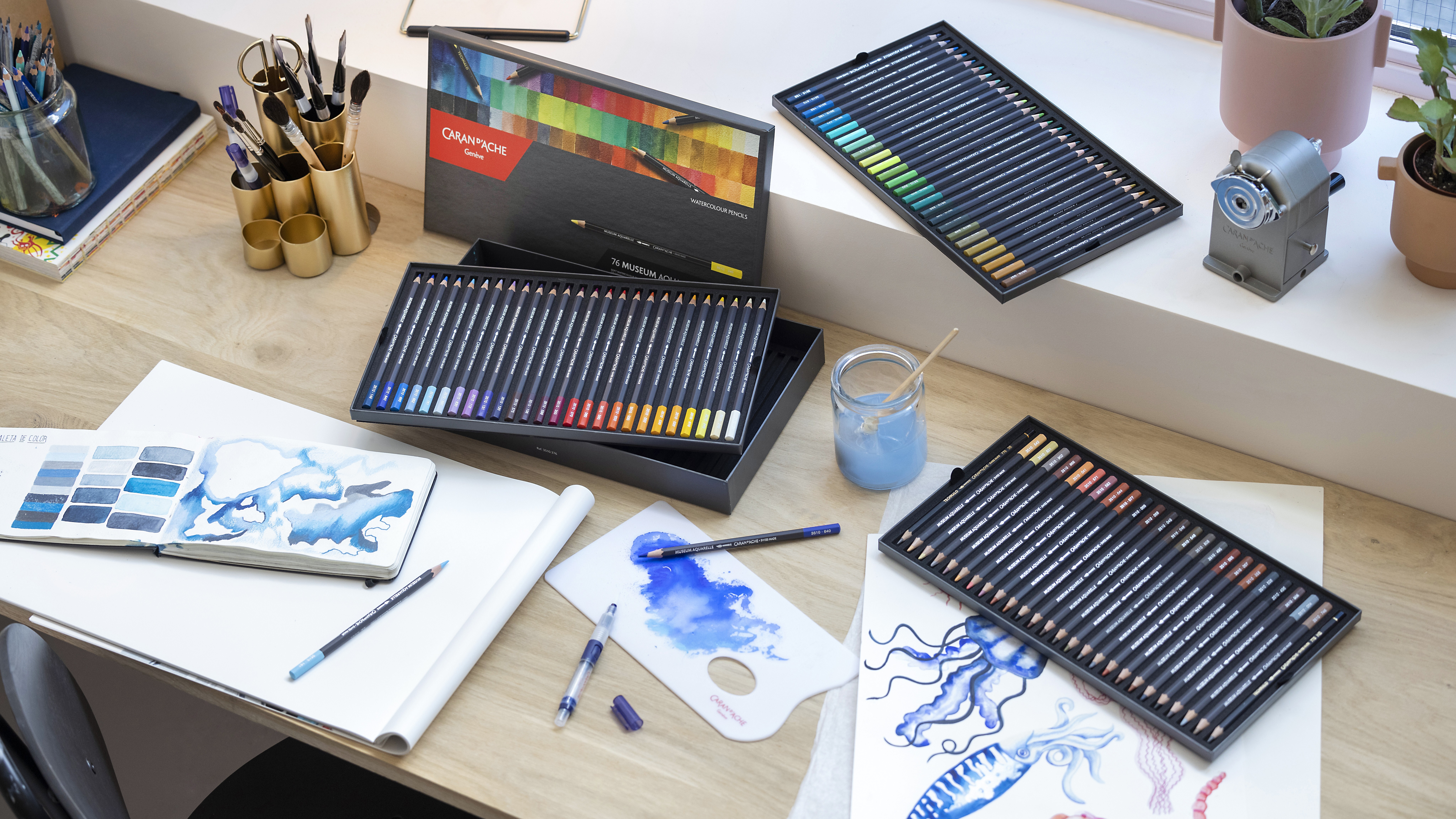 Caran d'ache museum Aquarelle sets and individual watersoluble pencils