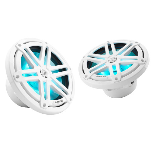 JL Audio M3 Series 7.7" Marine Coaxial Speakers w\/Gloss White Sport Grilles w\/RGB LED Lighting - M3-770X-S-Gw-i [010-03069-00]