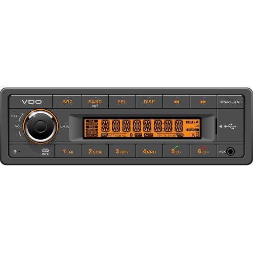 VDO 24V Radio w\/FM RDS Tuner MP3\/WMA\/USB\/Bluetooth - Orange Illumination [TRW323UB-OR]