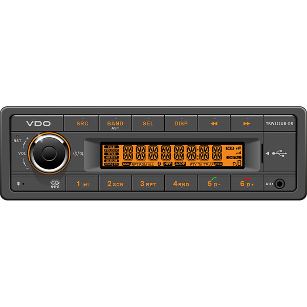 VDO 24V Radio w\/FM RDS Tuner MP3\/WMA\/USB\/Bluetooth - Orange Illumination [TRW323UB-OR]