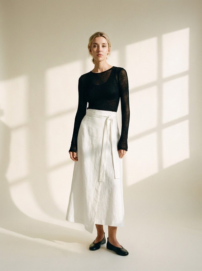 Minimalist Linen Skirt, Wrap Maxi Skirt, Tie Waist Summer Skirt, Asymmetrical Linen Skirt, Handmade Clothing