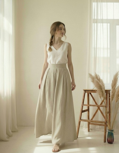 Linen Maxi Skirt, High Waist Linen Skirt, A Line Linen Long Skirt, Minimalist Linen Summer Skirt, Elegant Linen Skirt