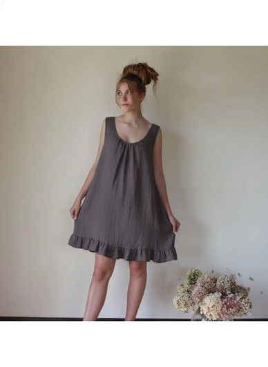 Linen Nightgown Loungewear, Vintage Ruffle Sleepwear, Cottagecore Linen Nightdress, Romantic Victorian Sleep Dress