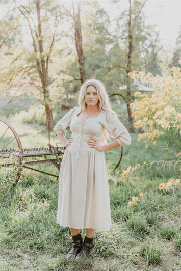 Cottagecore Linen Midi Dress, Puff Sleeve Linen Button Dress, Vintage Peasant Dress, Plus Size Outfit