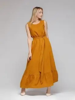 Boho Style Linen Maxi Dress with Belt and Pockets, Sleeveless Summer Dress for Casual Outings