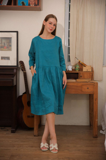 Linen Dress With Pockets, Loose Fit Linen Dress, Handmade Casual Clothing, Minimalist Linen Outfit