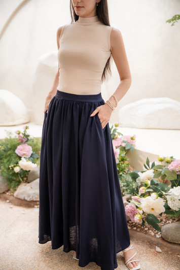 Vintage Linen Maxi Skirt Women, Handmade Long Flowy Skirt, Fall Spring Linen Skirt, Plus Size Custom Skirt