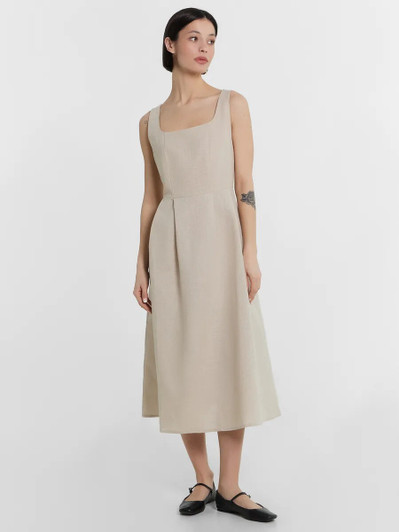 Natural Linen Dress, Sleeveless Square Neck Midi Dress, Elegant Summer Dress, Comfortable and Eco-Friendly Casual Dress