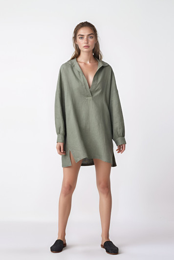 Linen Tunic Dress, Oversized Linen Shirt Dress, Handmade Loose Linen Clothing for Women, Minimalist Linen Dress