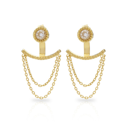 SACRED QUARTZ STUD & CHAIN EAR JACKET 