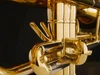 Adams Sonic professional B-flat trumpet in gold lacquer first valve slide thumb saddle