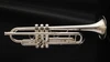 Adams Sonic professional B-flat trumpet in silver plate partial top view