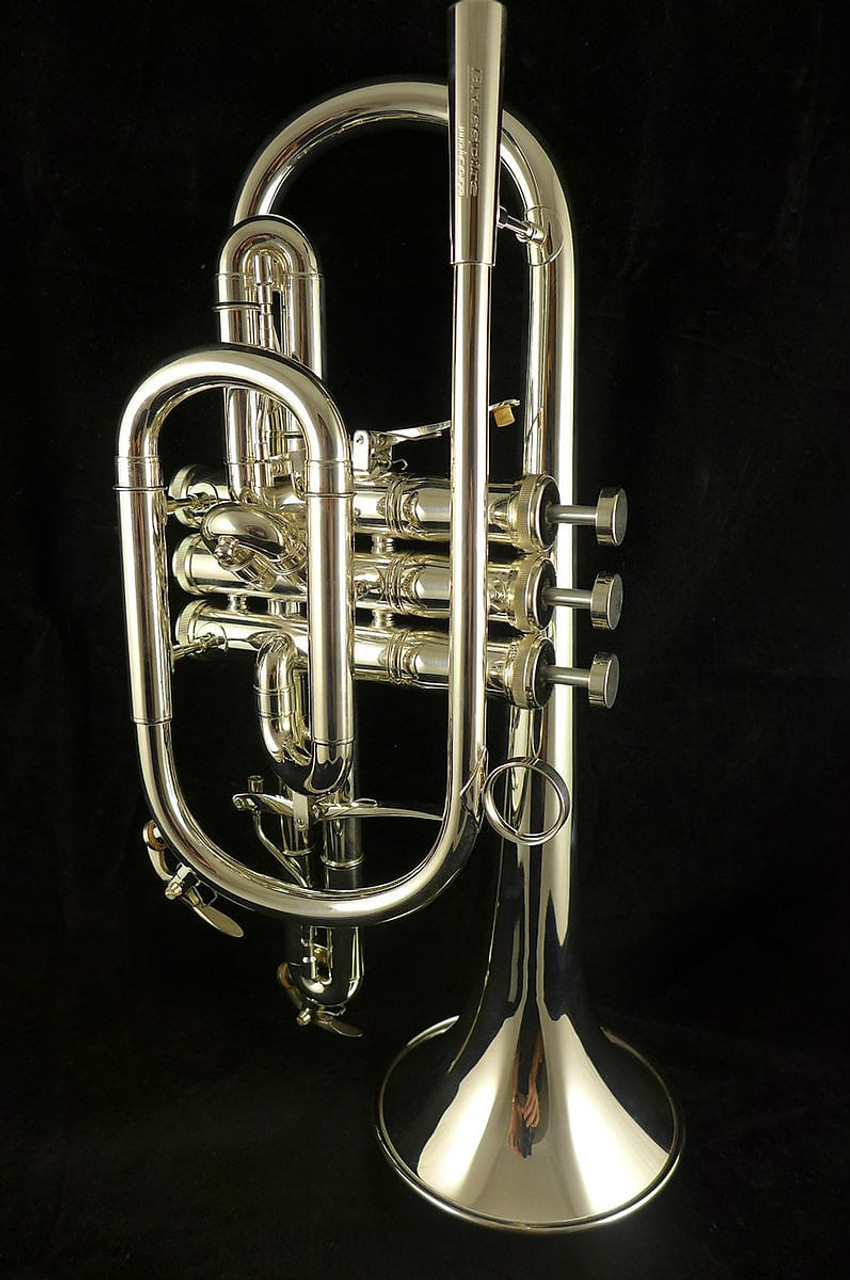 The wonderful Brasspire Unicorn Cornet with Dual Triggers in silver plate:  An ACB Exclusive