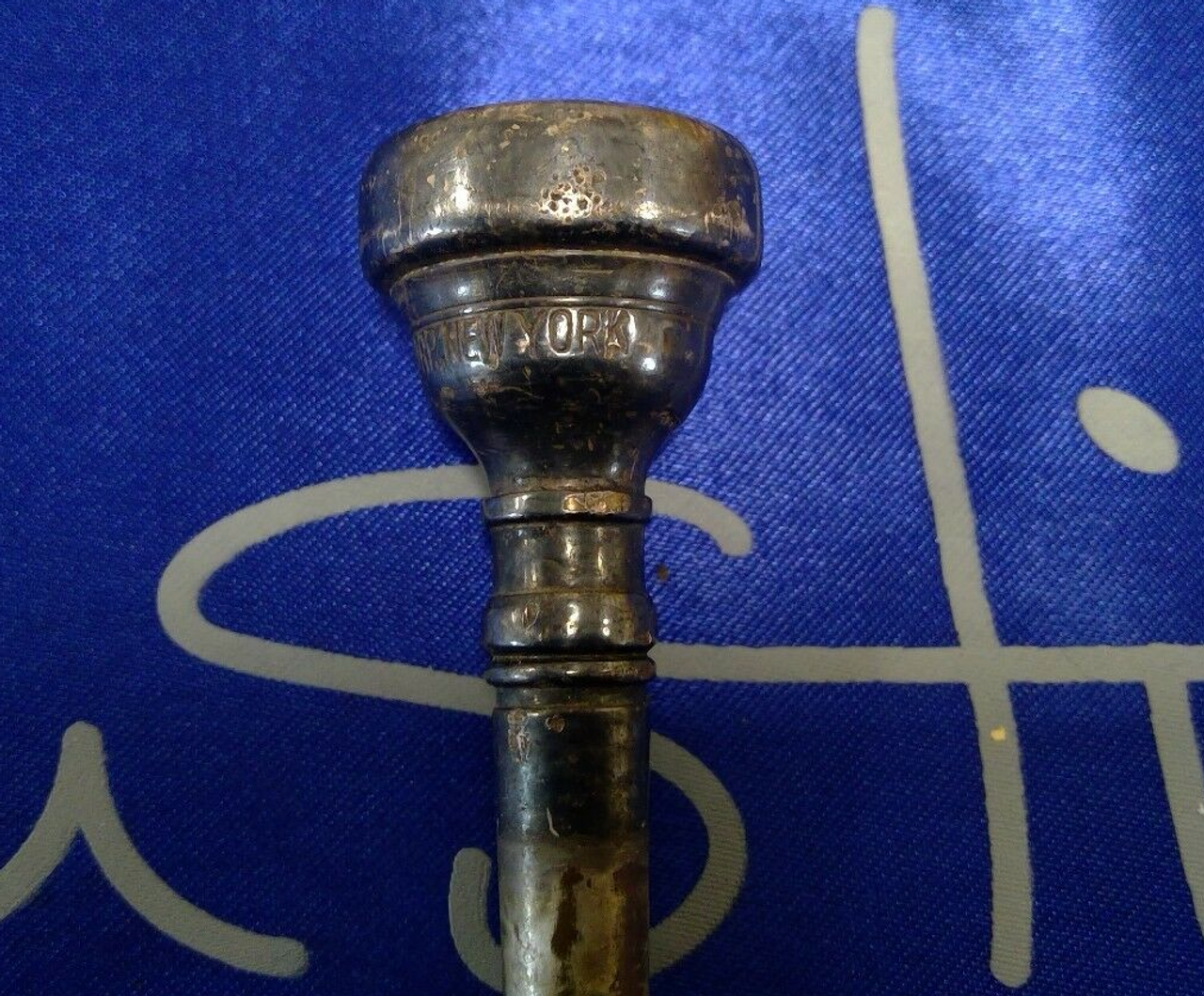 Vintage Used New York Bach 7 Cornet Mouthpiece In Silver Plate! Lot 140