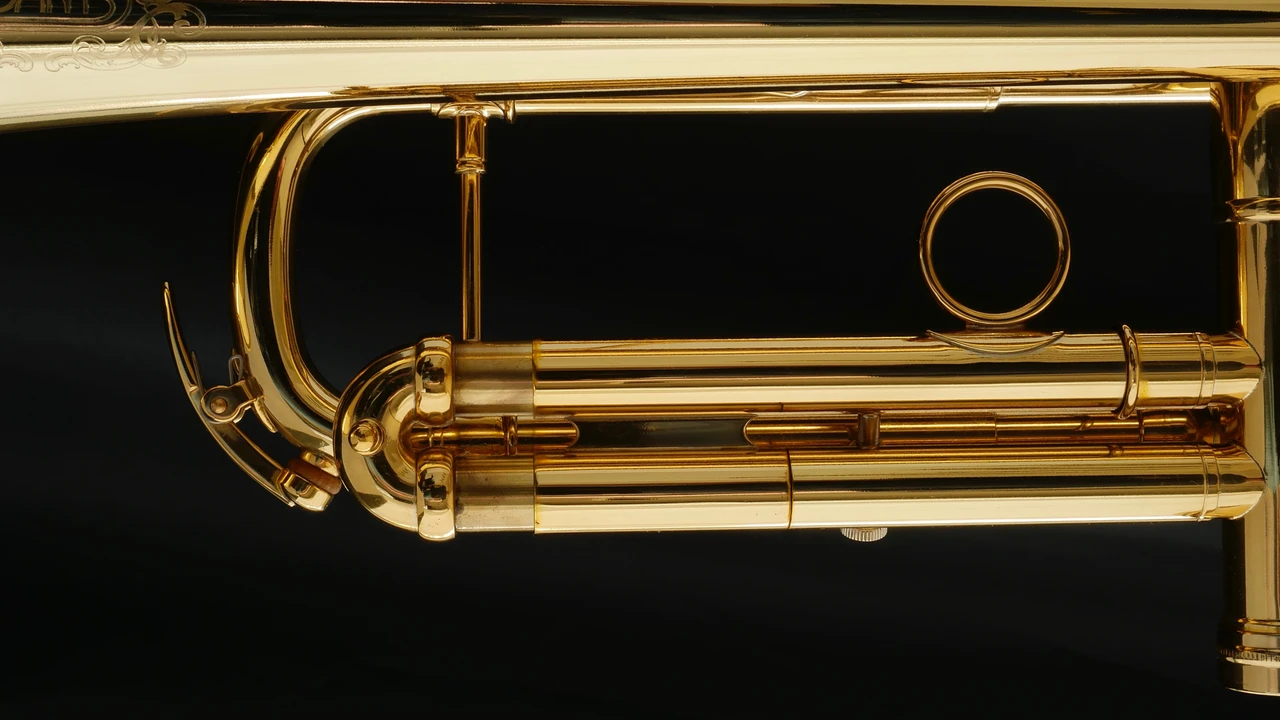 Adams A5 Selected Series trumpet in gold lacquer third valve slide