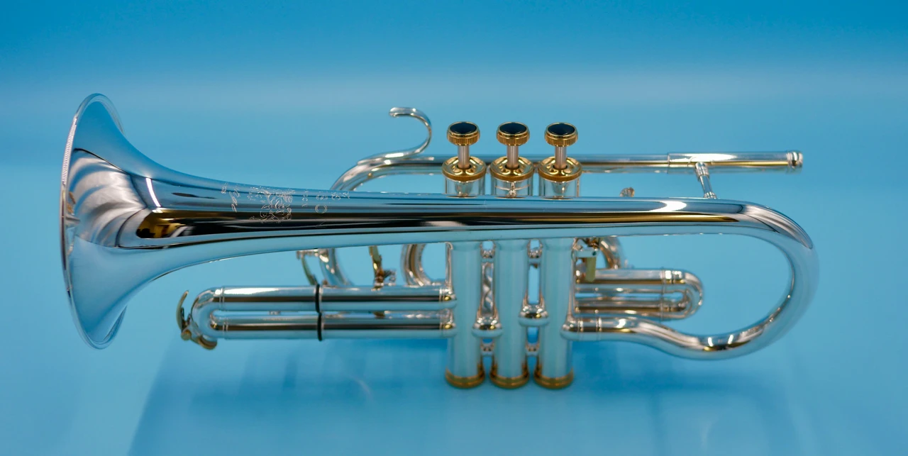 Brand New  Besson Prestige Cornet in silver plate with gold trim