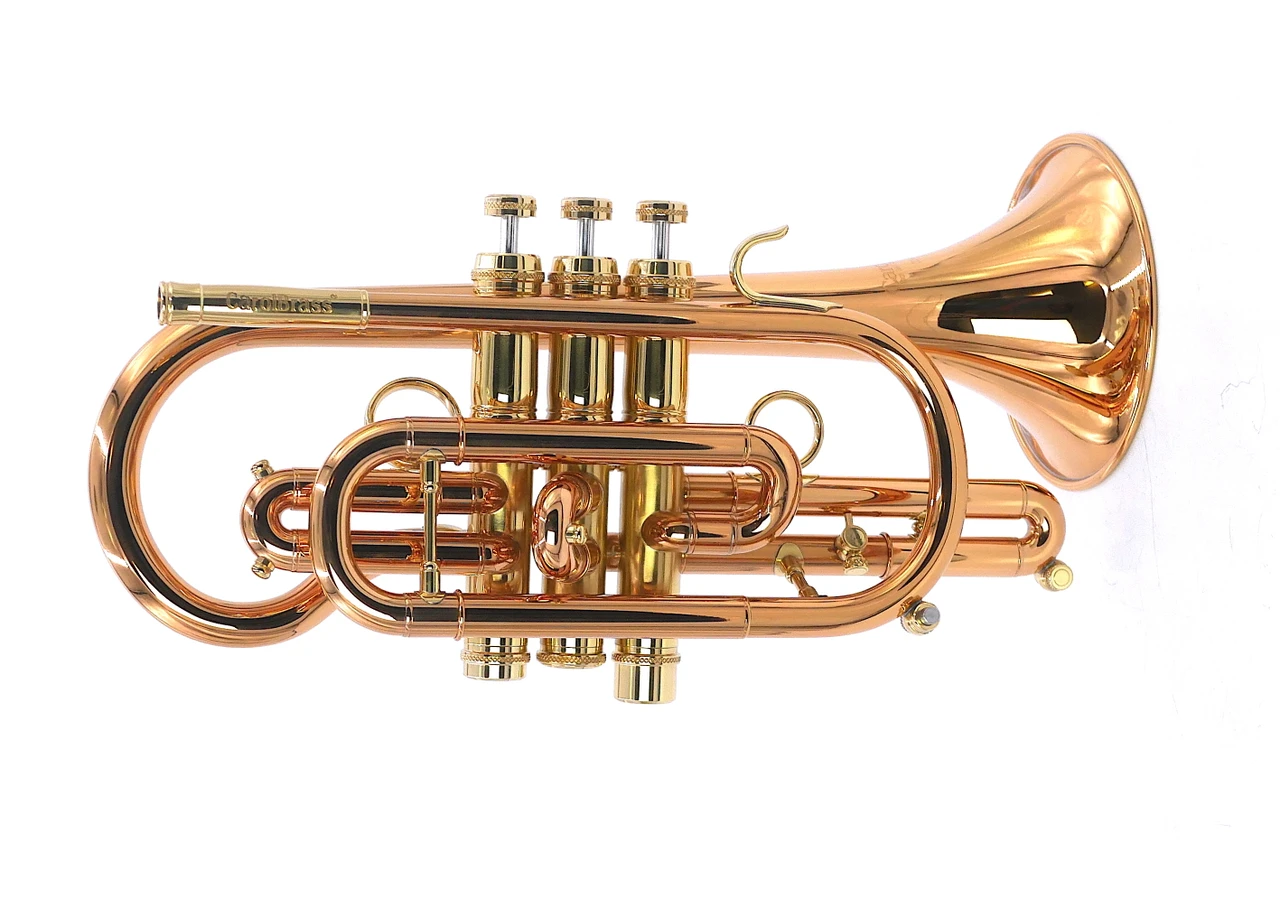 The CarolBrass CCR-9990RSM Bb Cornet in Clear Lacquer 