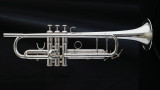 Adams A10 Selected Series trumpet in silver plate full side view
