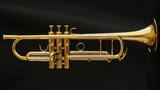 Adams Sonic professional B-flat trumpet in gold lacquer full side view