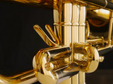 Adams Sonic professional B-flat trumpet in gold lacquer first valve slide thumb saddle