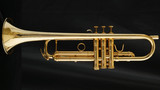 Adams A5 Selected Series trumpet in gold lacquer full side view