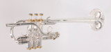 Incredible bargain:  Y-Fort  742 Long Bell Eb/D Trumpet in silver with gold trim