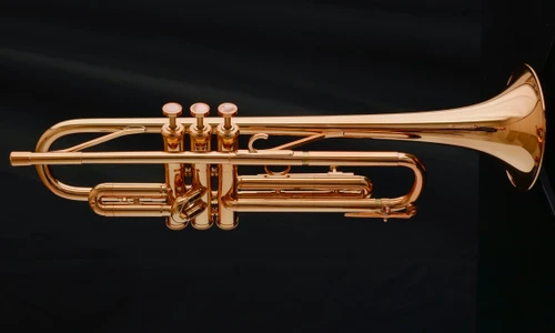 Adams A9 Selected Series trumpet in copper lacquer (large bore) partial top view