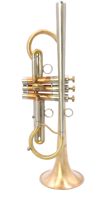 One of a Kind Adams Custom Series A8 Ergo Trumpet in Raw Brass w/ Double Shepherds Crook